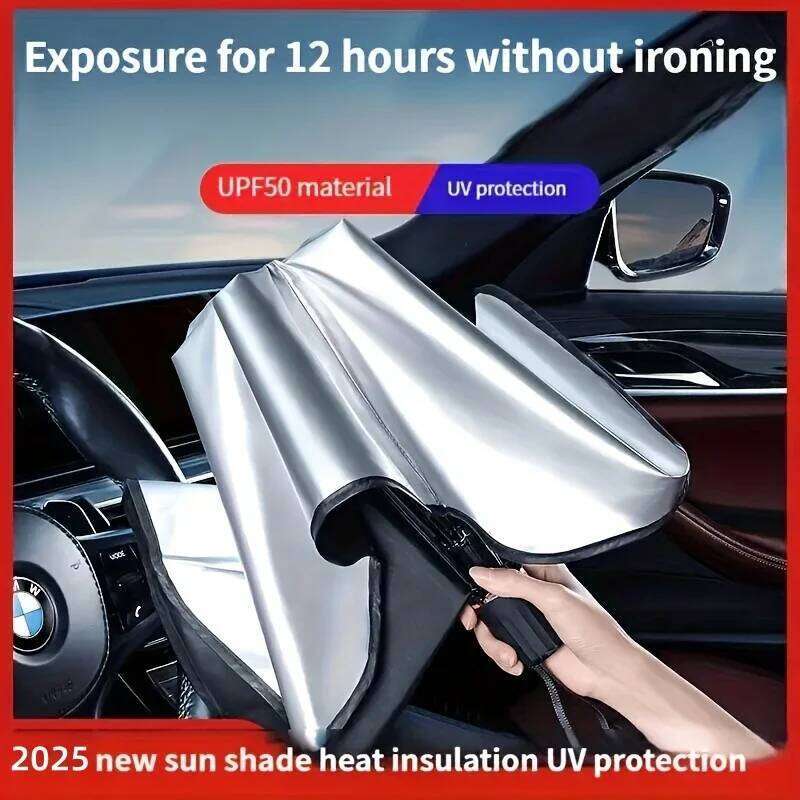 Ombrello Parasole Retrattile Protezione Solare Isolamento Termico Parabrezza Anteriore Parasole Protezione Interni Auto-image