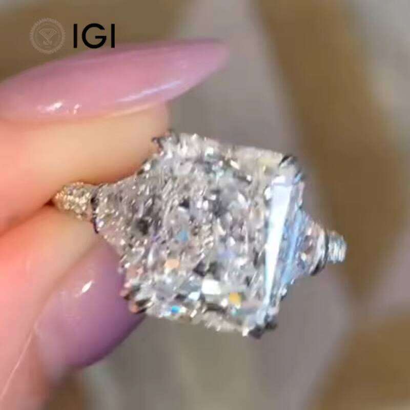 Certified Igi Cvd HPHT Lab Grown Created Diamond 14K 18K Solid Gold Rings Engagement Ring Jewelry For Women 5Ct 4 5 Carat Jewelry