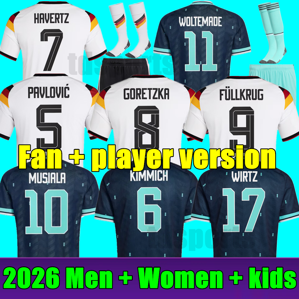 2026 Germany Soccer Jerseys Home Away KIMMICH KROOS HAVERTZ GNABRY GORETZKA 25 26 MULLER FULLKRUG Football Shirt Men Kids Women Kit Long sleeved Fans Player Version