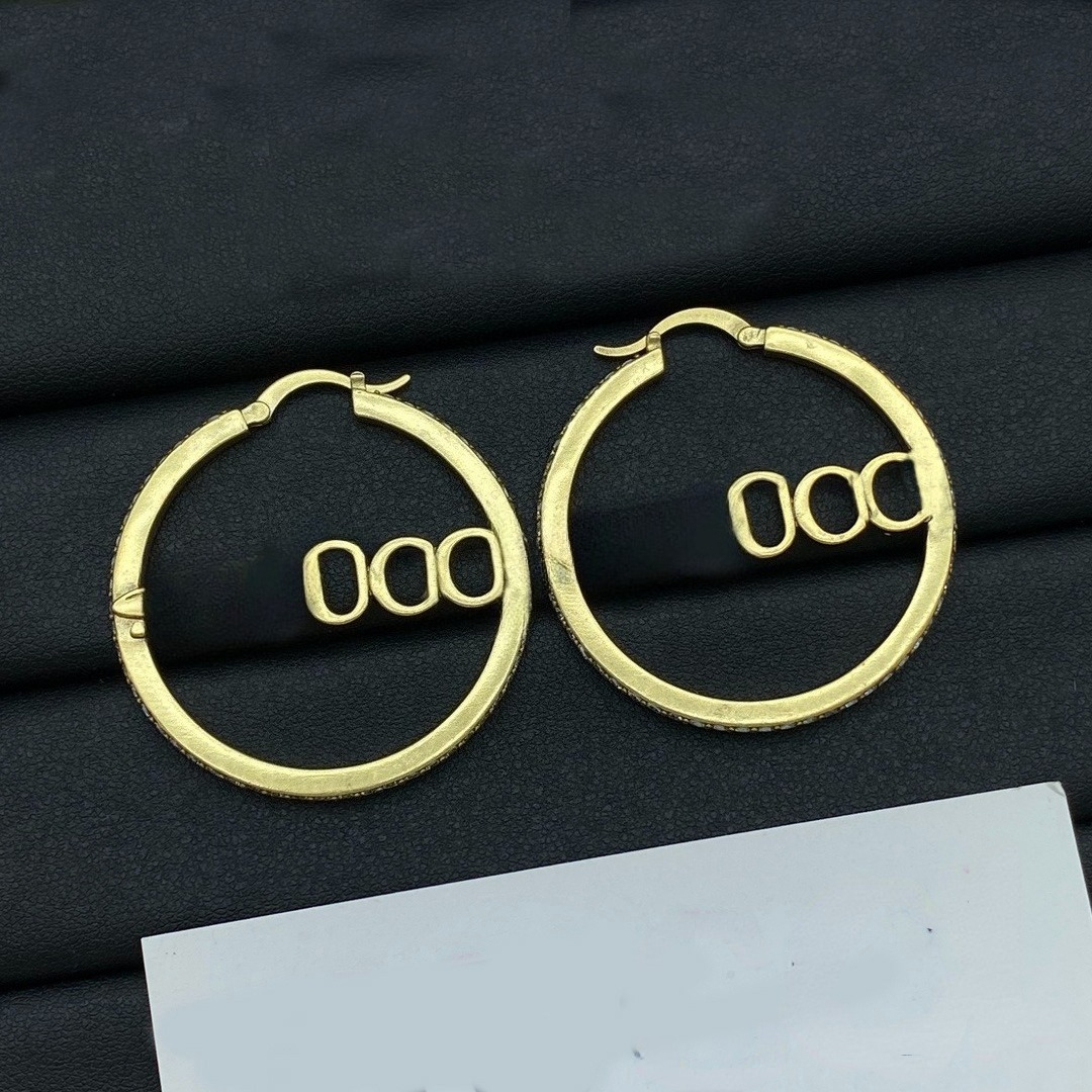 High Quality Earrings Letters Designer Brand Stainless Steel Wedding Hoop gold silver plated Crystal Pearl Dangle Jewelry for Women Party Gift