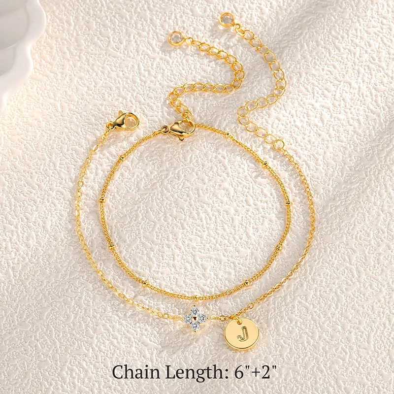 Dainty 14K Gold Plated Cubic Zirconia Initial Layered Letter for Women Girls Jewelry Personalized Gifts H260321 - view 6