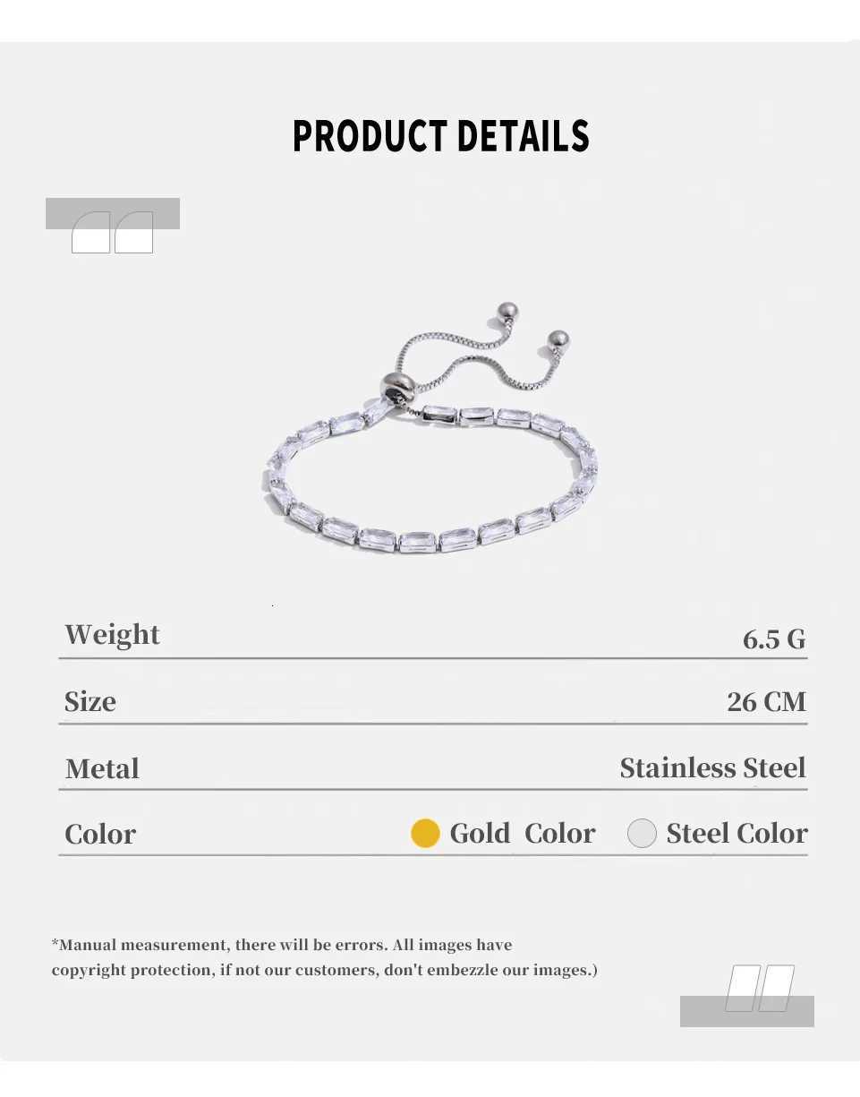 NiNice Shiny Cubic Zirconia Chain Adjustable Bangle For Women Stainless steel Premium Jewelry Recommended H260321 - view 7