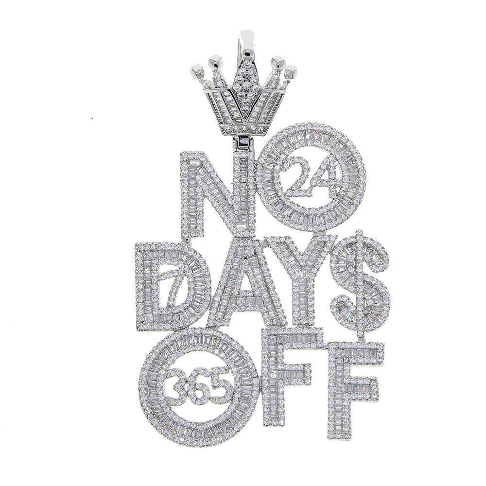 Jewelry Hip Hop crown Moissanite NO DAYS OFF letter pendant punk dropshipping
