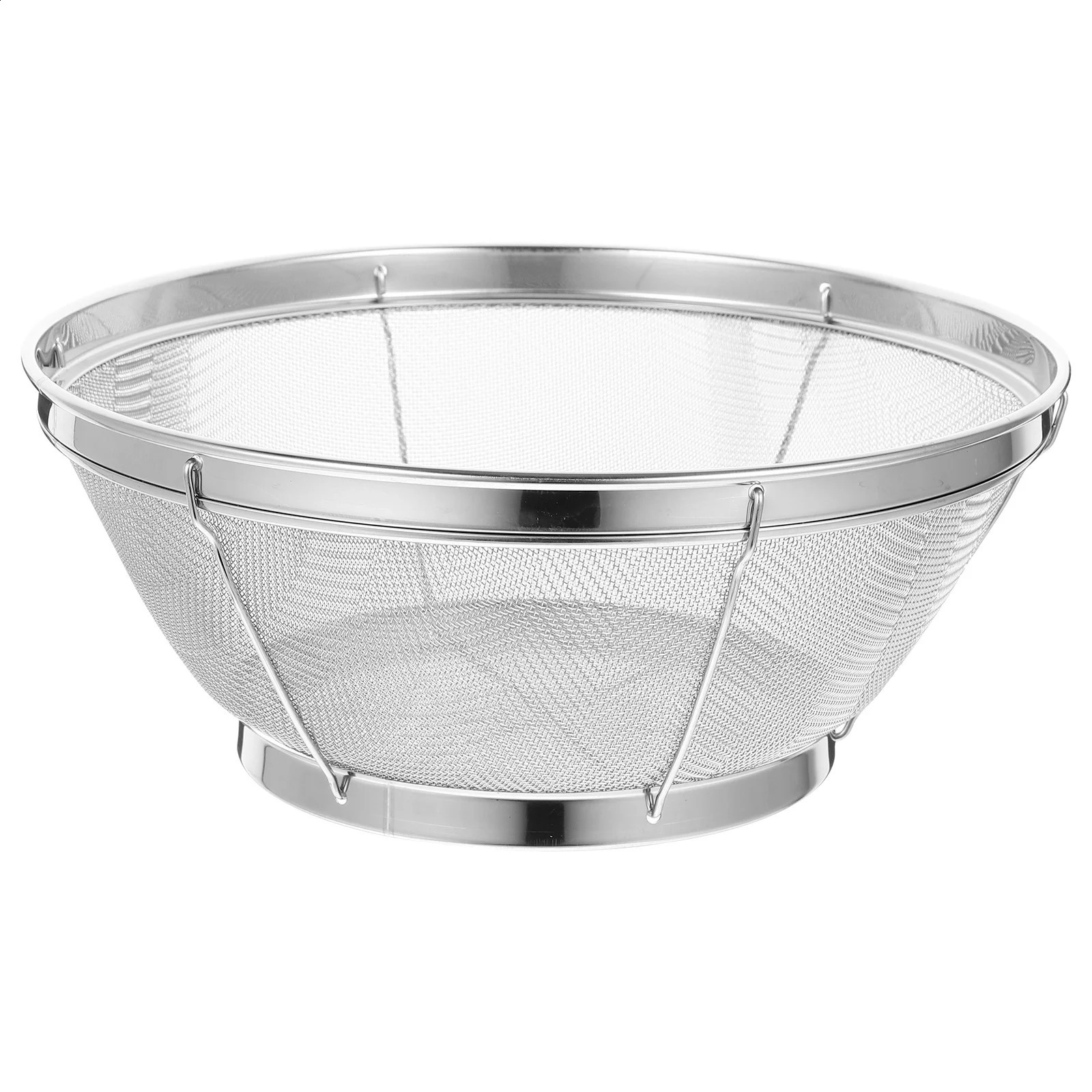 1pc Stainless Steel Rice Washing Sieve Fine Mesh Basket Kitchen Colander Fruit Rinser Strainer Container Vegetable Washing Bowl 260320
