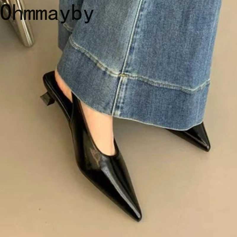 Designer Summer Pointed Toe Women Sandals Fashion Singbacks Mules Shoes Ladies Elegant Low Heel Stripper Party Sandalias C260321