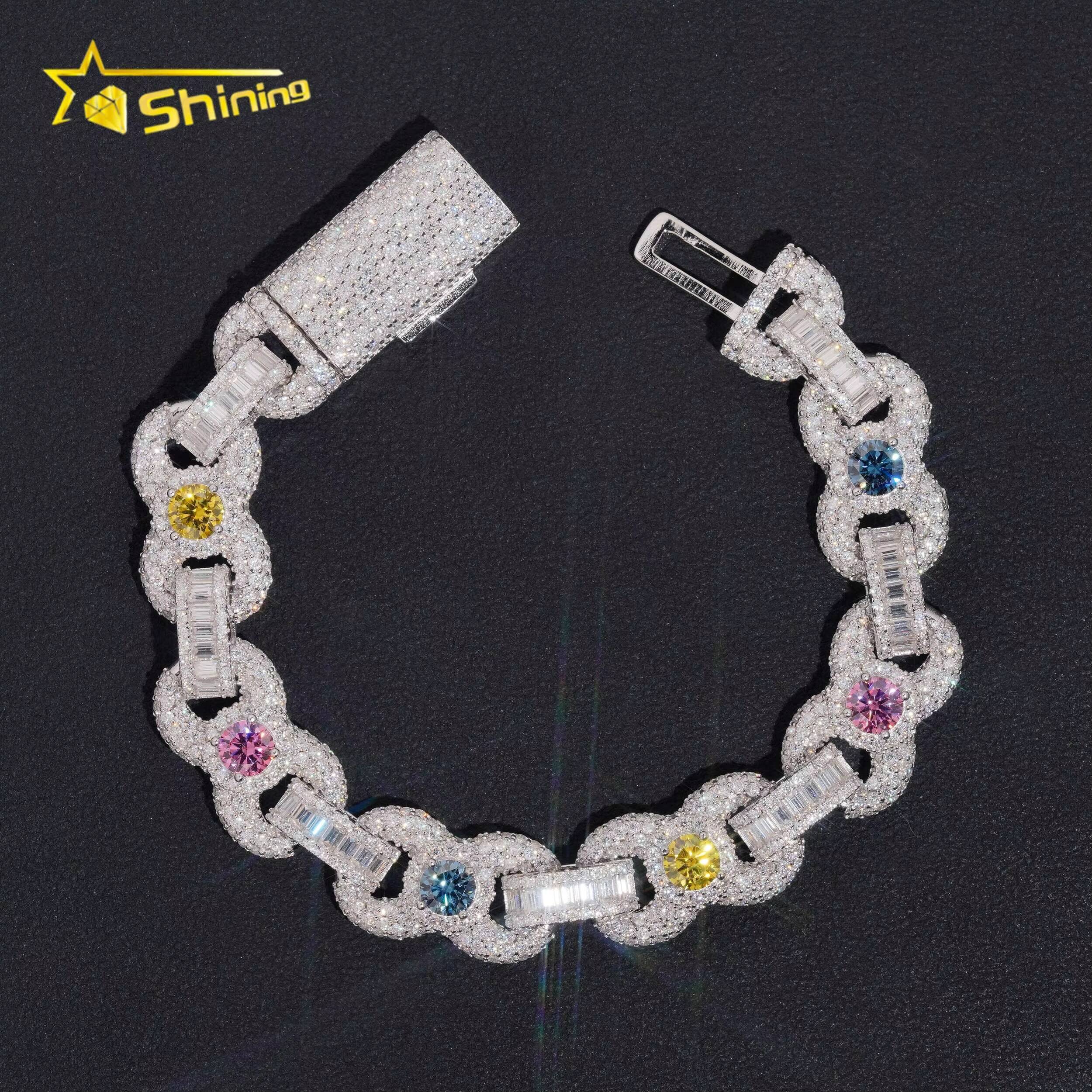 Pass Diamond Test Moissanite Bracelet Cuban Rhodium Plated S925 Moissanite Sparking Iced Out Cuban Link Hip Hop Bracelet - view 7