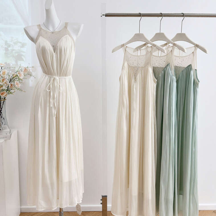 2026 Spring and Summer Designer Fashion Women's k30 Water Diamond Mesh Splicing Smooth pleated Skirt