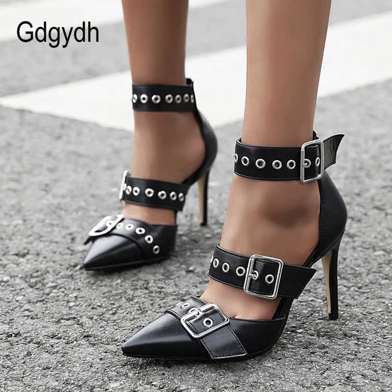Gdgydh Black Punk Gothic High Heels Sexy Plus Size Pointed Toe Fashion Women Pumps Wedding Shoes Stiletto Heels New C260321