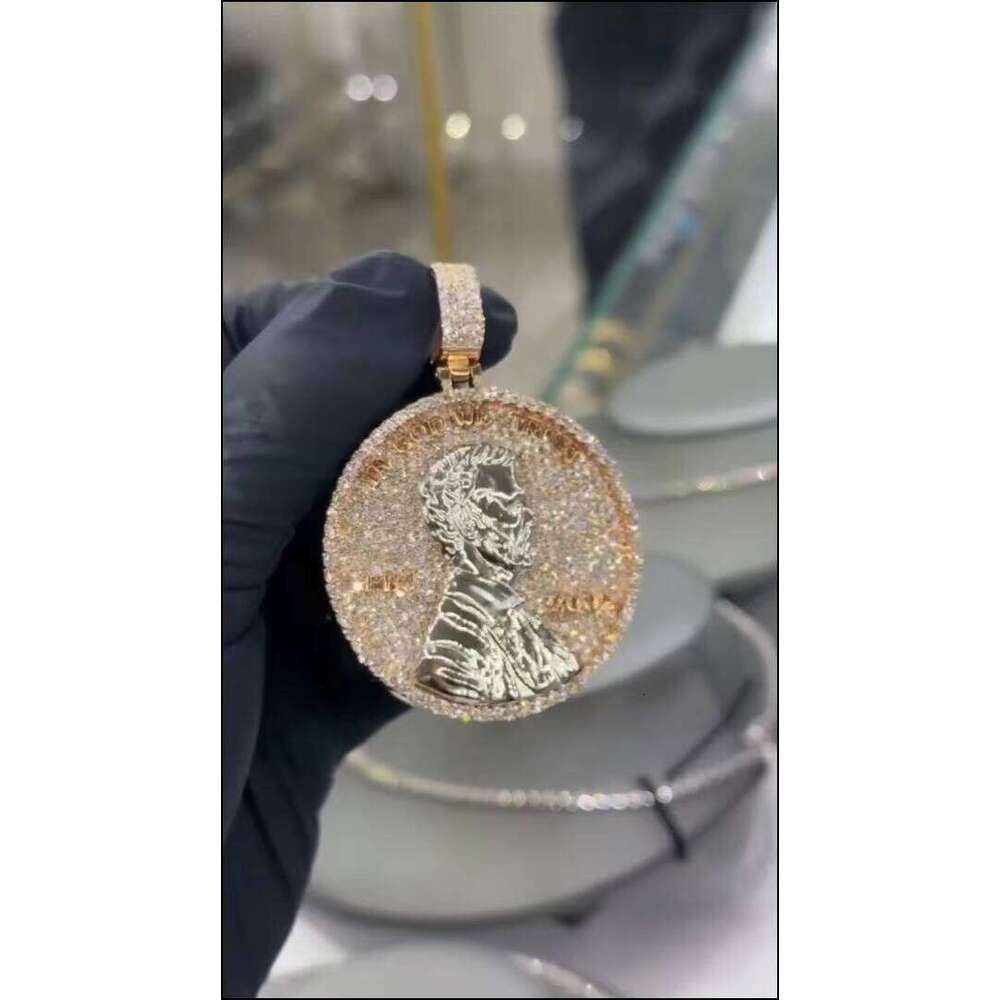 Custom VVS Moissanite Round Brilliant Cut 925 Sterling Silver Iced Out Memory 3D Enamel Hip Hop GRA Certified Pendant