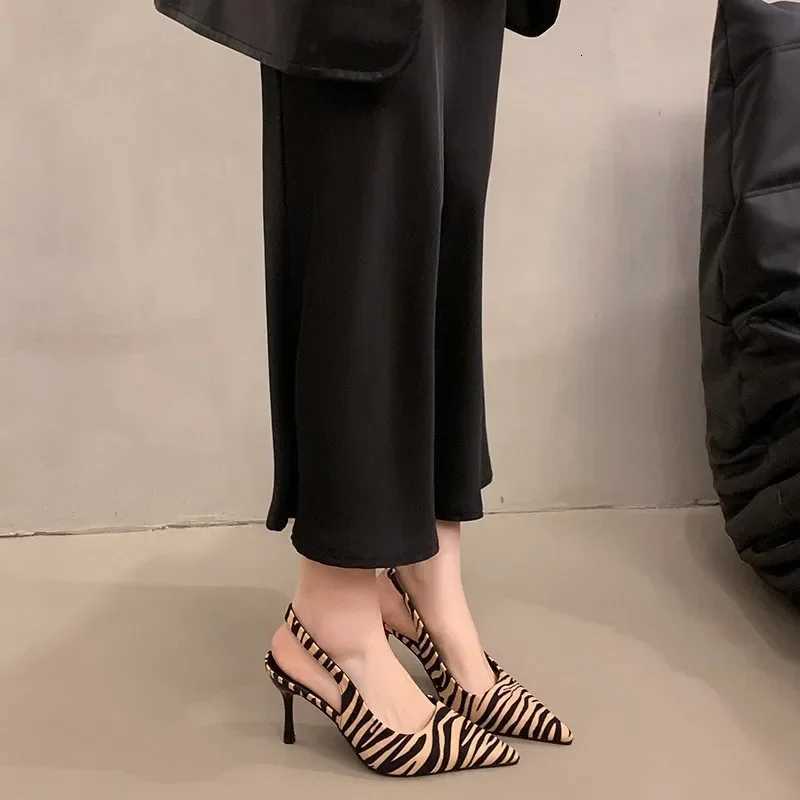Leopard pointed high heels designer stiletto sandals 2025 womens fashion sexy and elegant party dress shoes large 42 C260321