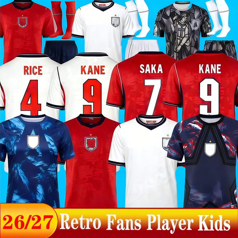 2026 England Soccer Jersey Men Kids 25 26 27 KANE BELLINGHAM RASHFORD RICE FODEN GORDON TONEY PALMER PICKFORD Football Shirt Soccer Uniforms WOMEN RUSSO World Cup