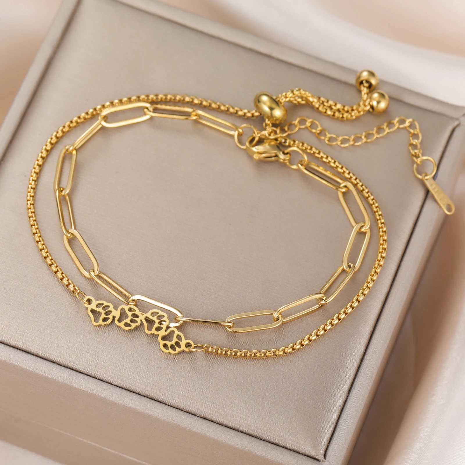 Cazador Cat Dog Paw Footprint Box Chain for Women Girls Stainless Steel Hand Mothers Day Gifts Jewelry 2026 H260321 - view 5