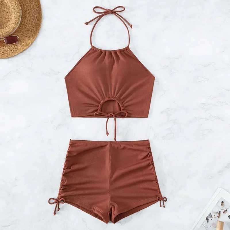 2026 Summer Black Swimsuits Tankini Sets Female Swimwear Sports Beach Wear Two-Piece Bathing Suits Pool Womens Swimming Suits M260321