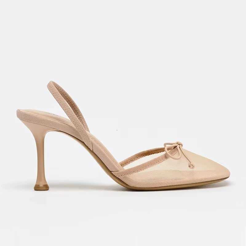 Summer New Mesh Breathable High Heels Sandals Women Elegant Party Dress Shoes Ladies Hollow Fashion Slingbacks Slippers Women C260321