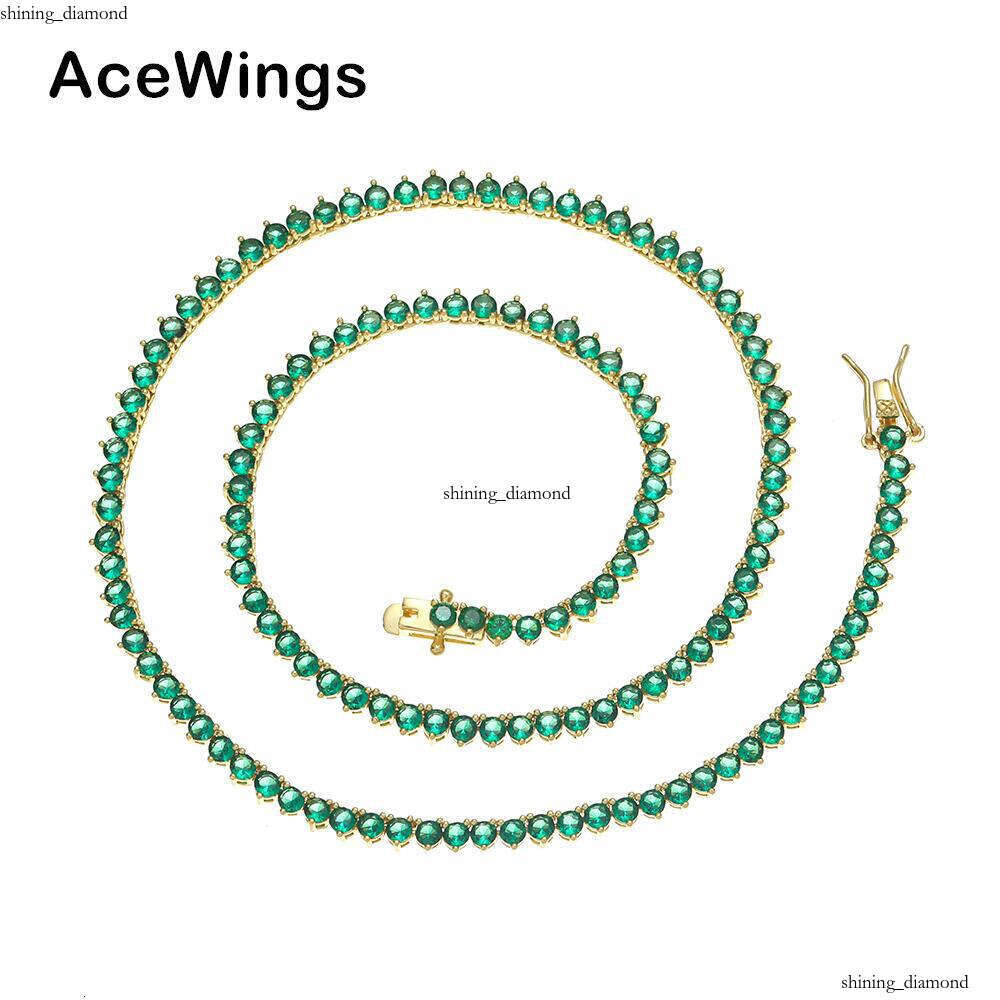 Three-pronged emerald necklace Jewelry Hip Hop green fashion personalized tennis chain Silver Moissanite chain