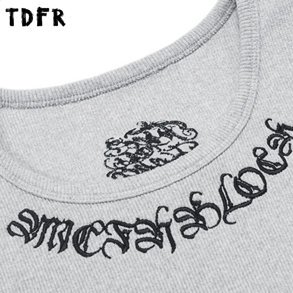 Chicano letters Embroidery tank top Mens Summer Streetwear Crew Neck Slim Sleeveless Singlets Men 260317