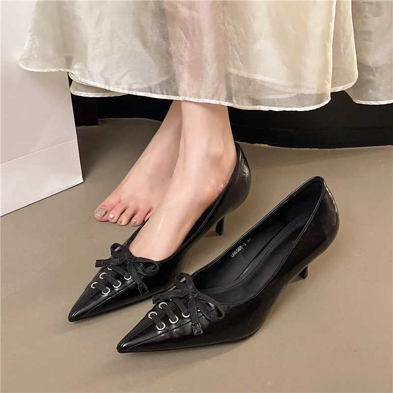 New Style Womens Fashion Female Shoes Slip on Womens High Heel Classics Dress Pumps Women Pointed Toe Thin Heels Bow Tie Shoes C260321