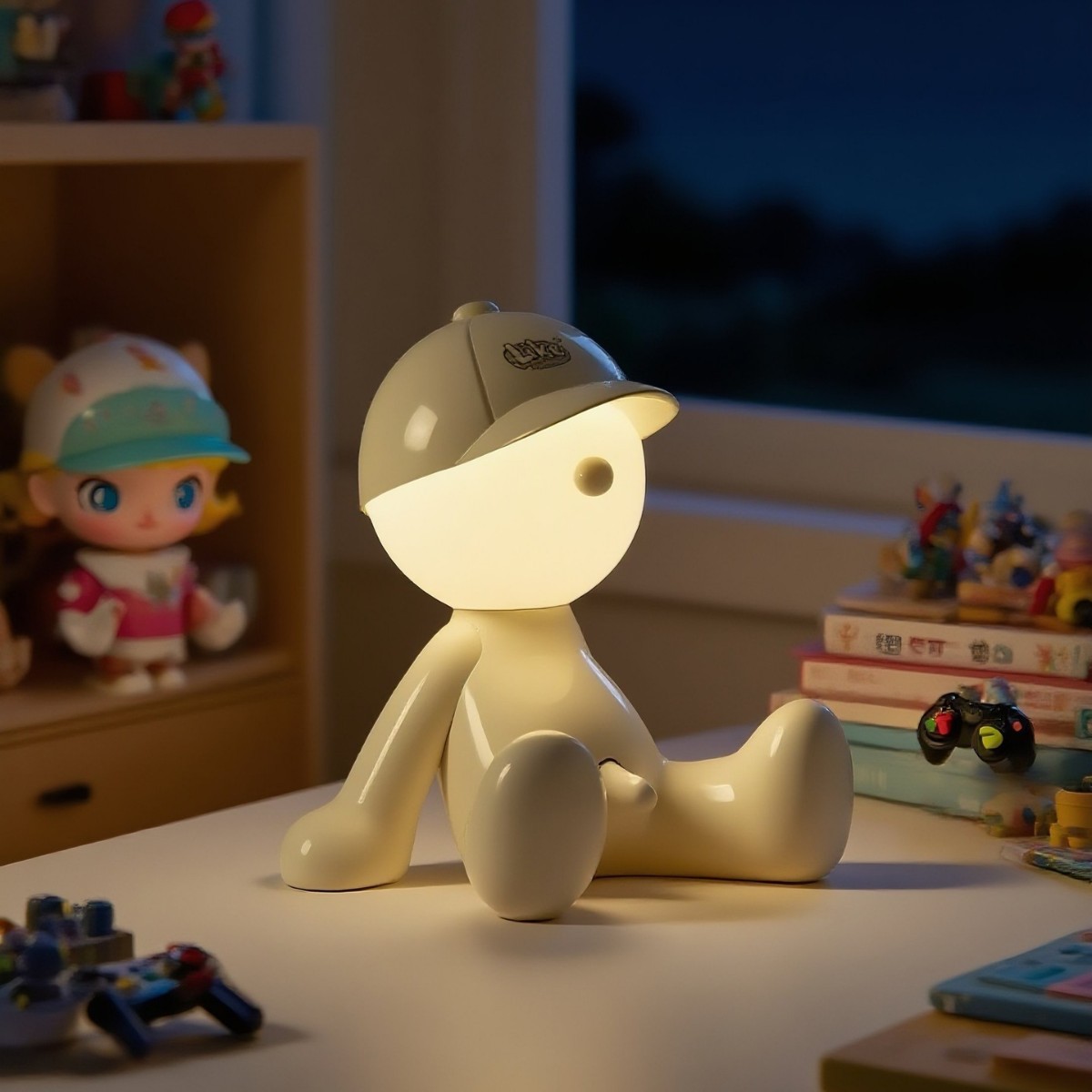 Cute Shy Boy Figure Night Light Plug-in Bedside Table Lamp for Bedroom Dorm Decor Gift