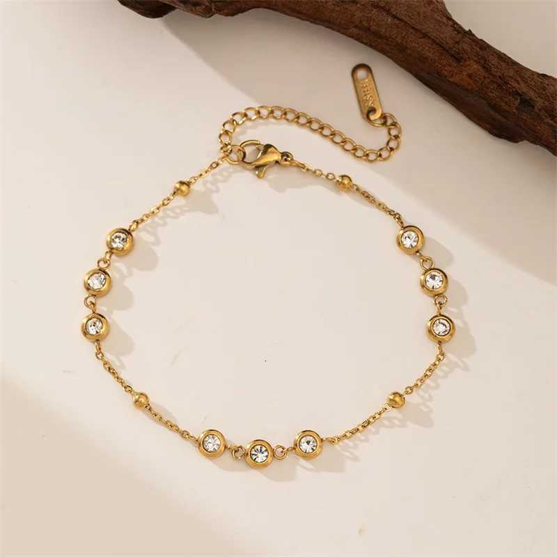 GANEMLY 316L Stainless Steel Round Sparkling Zirconia For Women Fashion Fine Wrist Chain Waterproof Jewelry Lady Gift H260321 - view 7