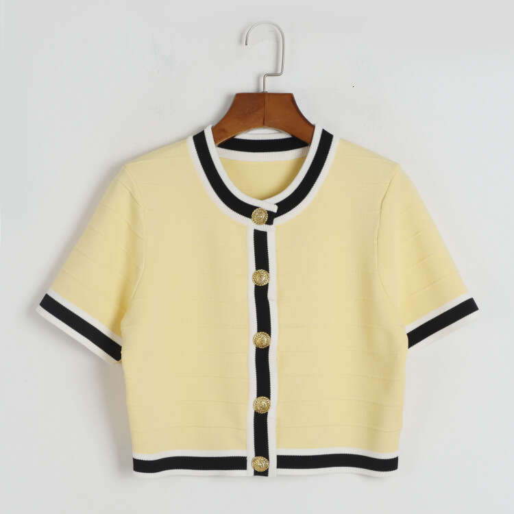 2026 spring and summer k30 designer casual loose solid color short sleeved cardigan single breasted round suit