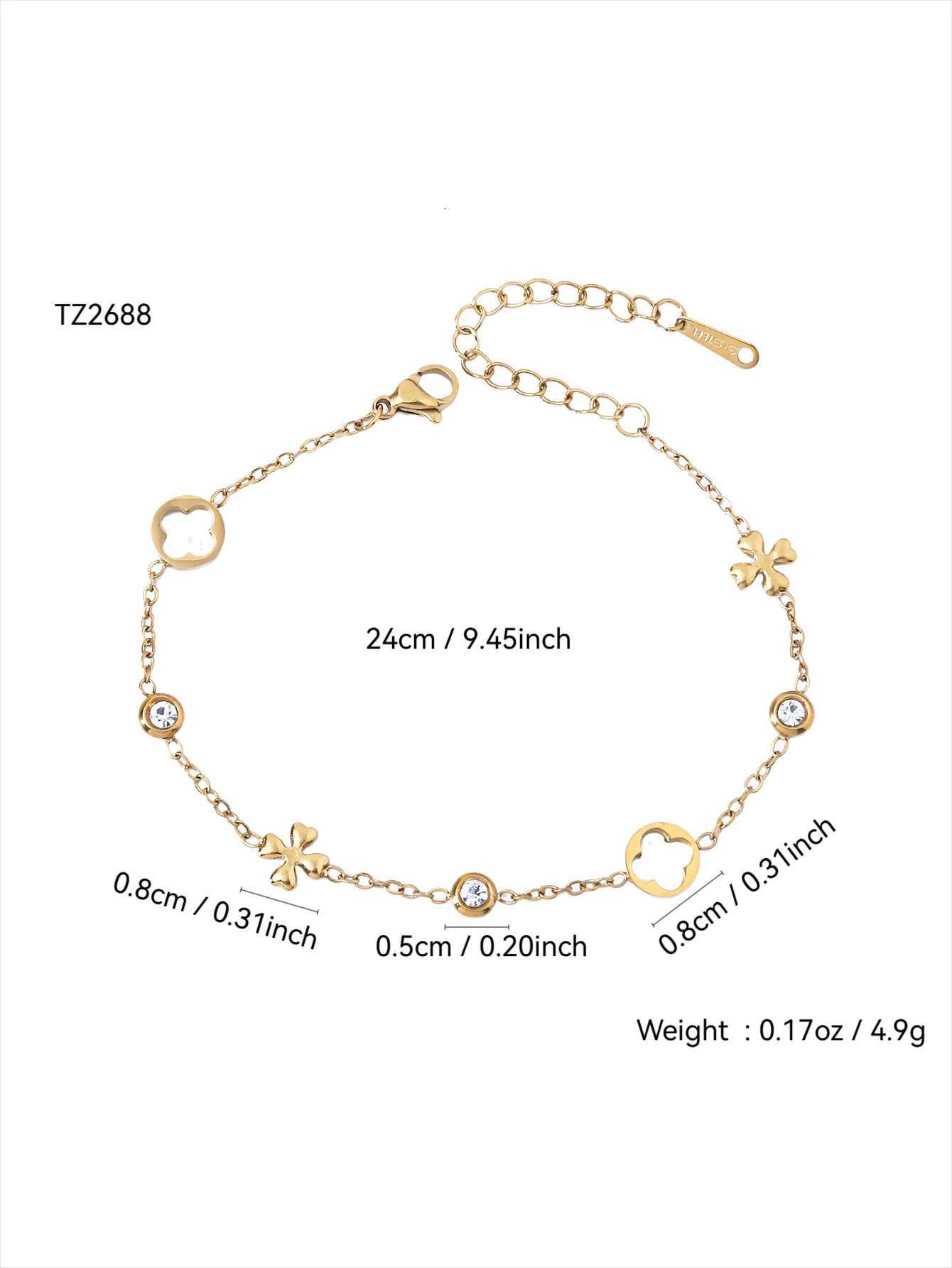 Delicate Temperament Trend Versatile Stainless Steel 18K Gold-Plated Diamonds Hollow Cross Flower Female H260321 - view 7