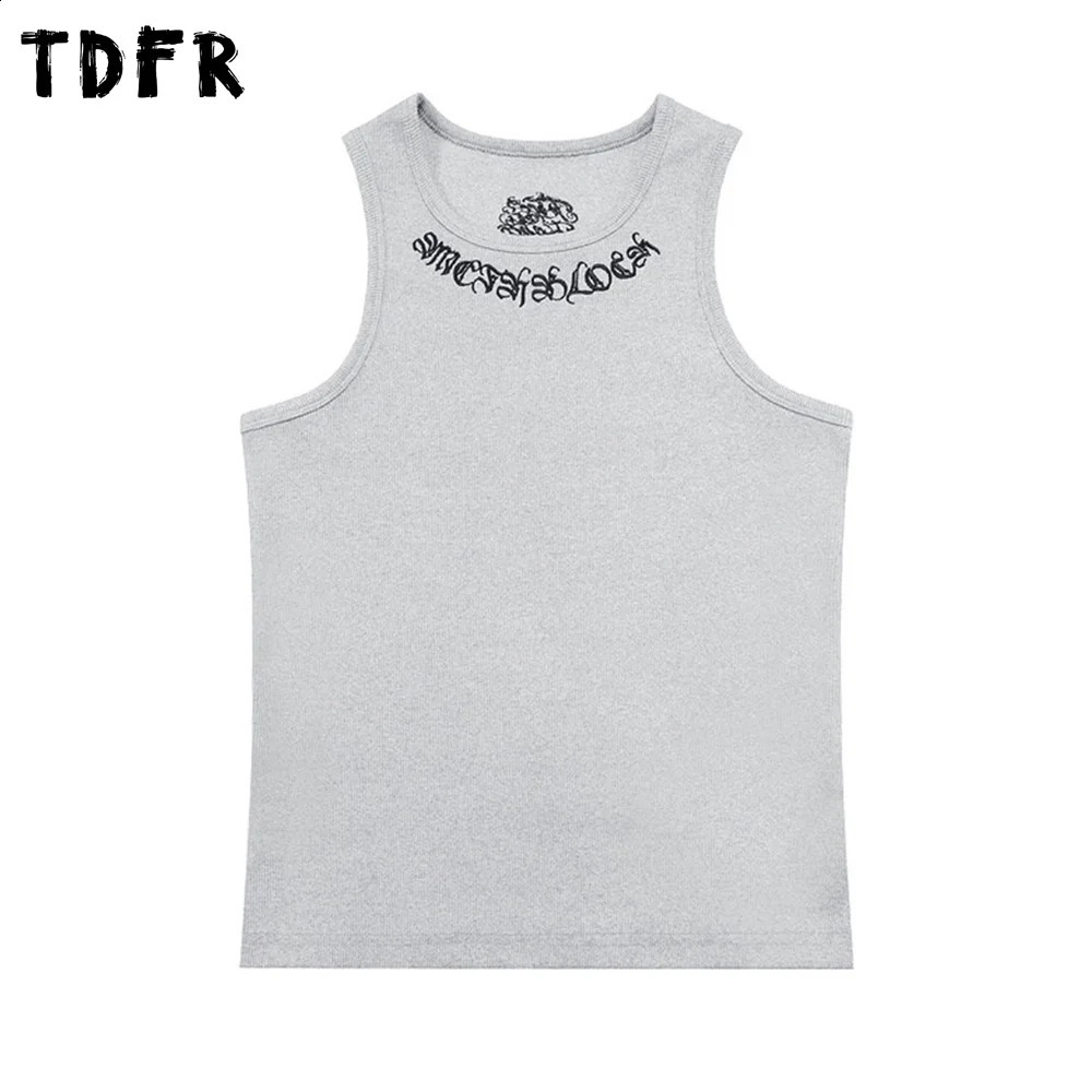 Chicano letters Embroidery tank top Mens Summer Streetwear Crew Neck Slim Sleeveless Singlets Men 260317
