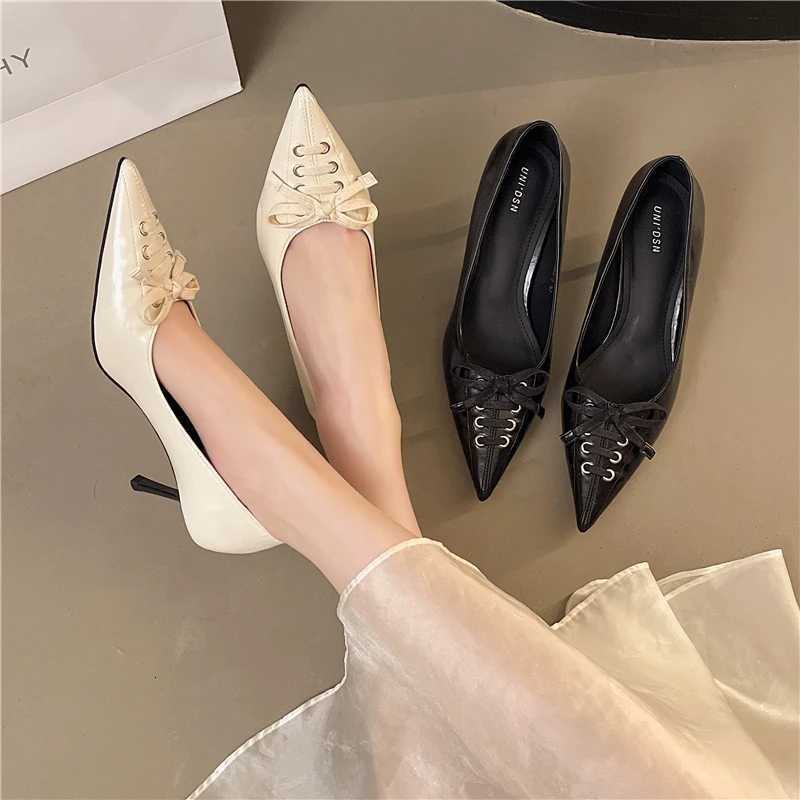 New Style Womens Fashion Female Shoes Slip on Womens High Heel Classics Dress Pumps Women Pointed Toe Thin Heels Bow Tie Shoes C260321