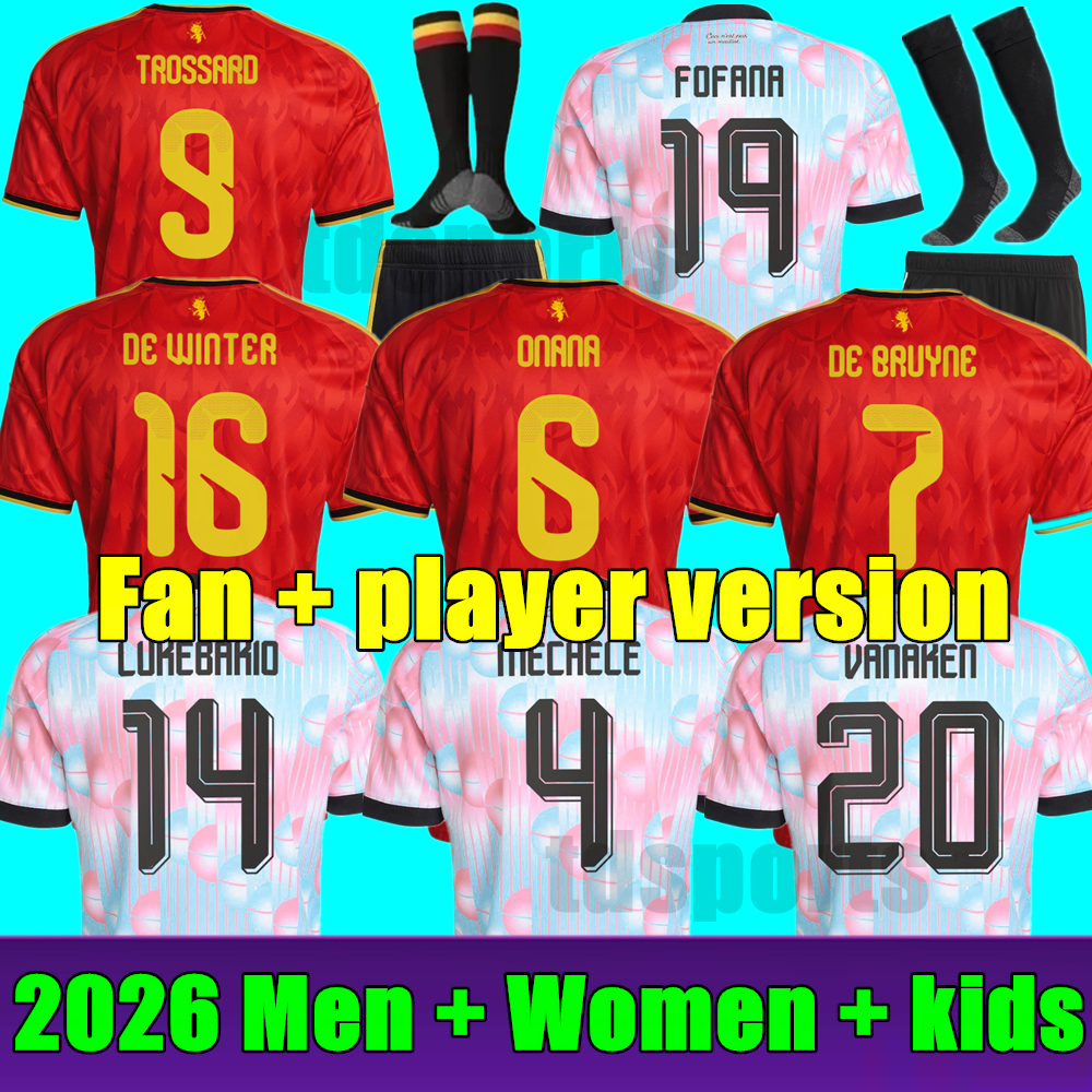 2026 belgium Soccer Jersey 26 27 WITSEL DE BRUYNE TROSSARD Douk Openda Onana man home away MECHELE RASKIN Football shirts Men women kids kit fan player version jerseys