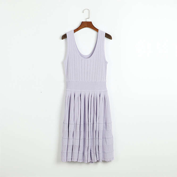 2026 summer new k30 designer pink sleeveless vertical striped knitted slim fit dress for casual wear and dating