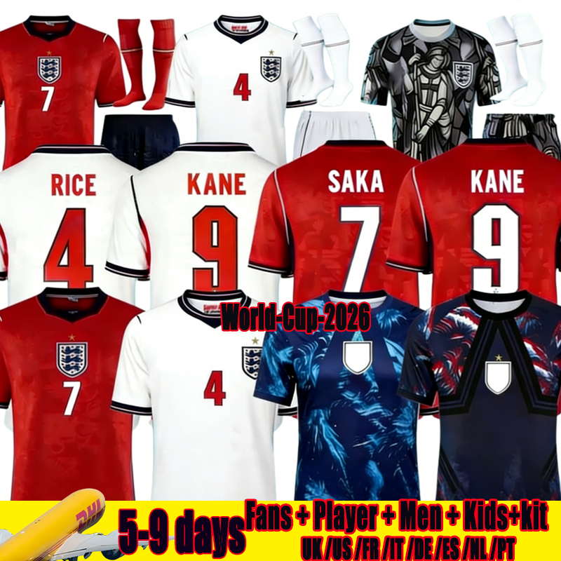 26 27 england jersey World Cup 2026 Soccer Jerseys retro football tops shirt BELLINGHAM kits BECKHAM KANE SAKA RICE FODEN National Team Kids full Kit