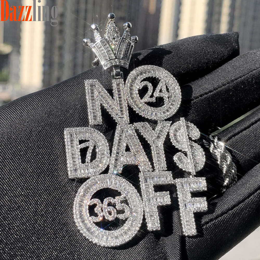 Jewelry Hip Hop crown Moissanite NO DAYS OFF letter pendant punk dropshipping