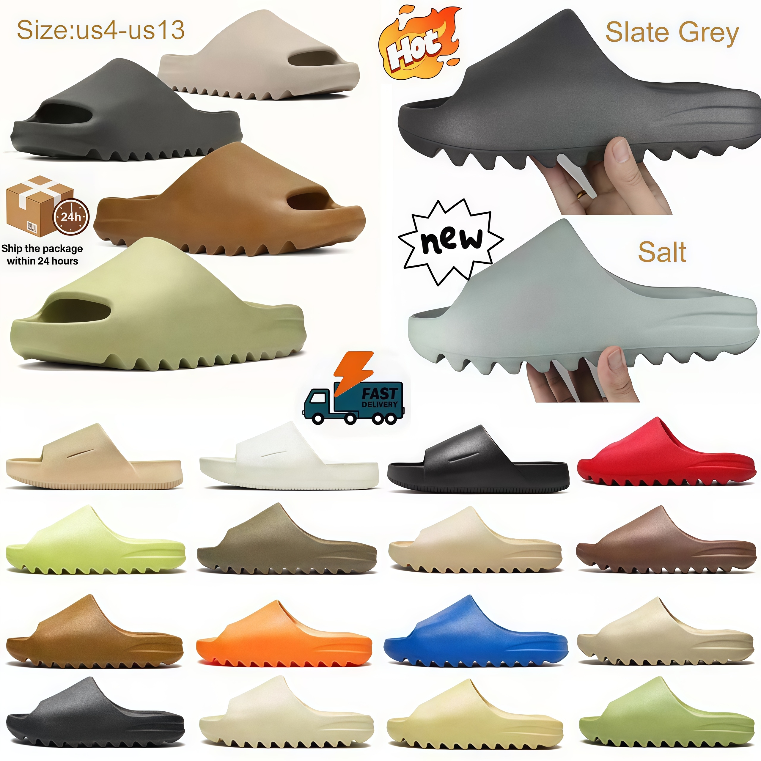 Designer slides Men Women Onyx Salt Slate Grey Vermillion Mineral Blue Pure Sandals Slide Slippers Ochre Bone Resin Clogs Desert Ararat Runners slide sliders 36-48