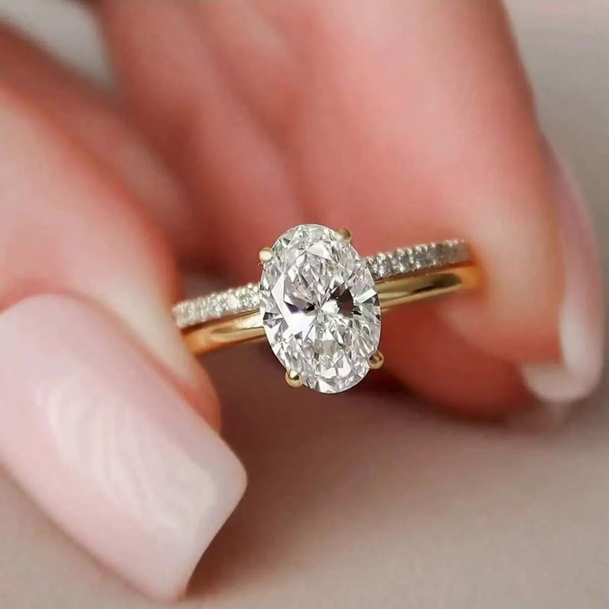 Custom 21CT Vvs Lab Grown Diamond Engagement Rings for Women Luxury Yellow Gold 925 Silver Diamond Engagement Ring Fine Jewelry
