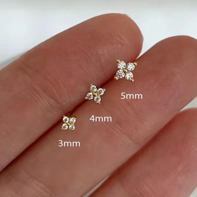 Luxury Brand Designer Jewelry Bestseller: Korean-Style Four-Leaf Clover Earrings For Women Small And Fresh Mini Micro-Inlaid Zirconia Earrings