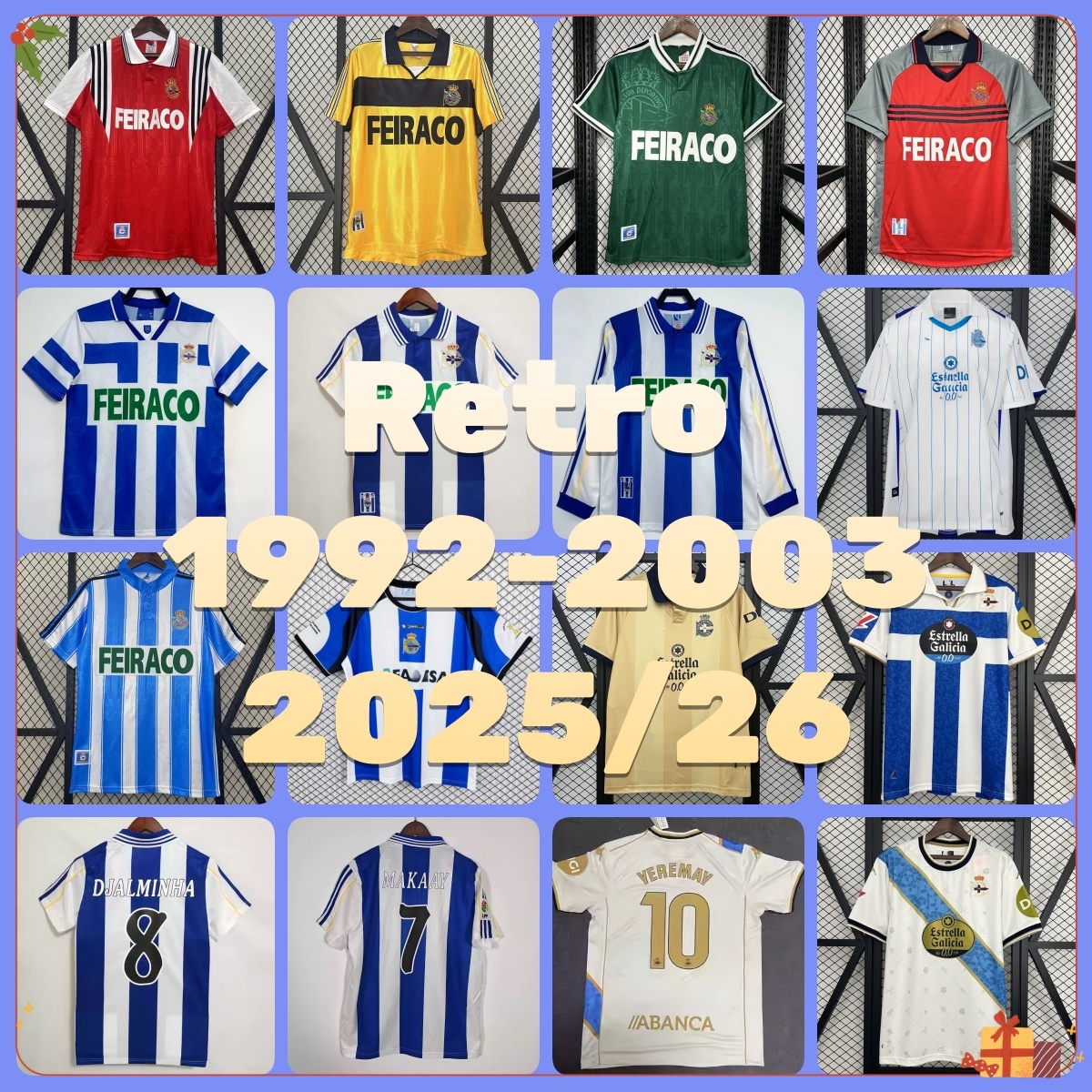 2026 Retro Matchday Jerseys 1994-2000 Deportivo La Coruna Retro Soccer Jerseys de MAKAAY DJALMINHA 2003 04 classic Jerseys 25th Anniversary jerseys&Training shirt