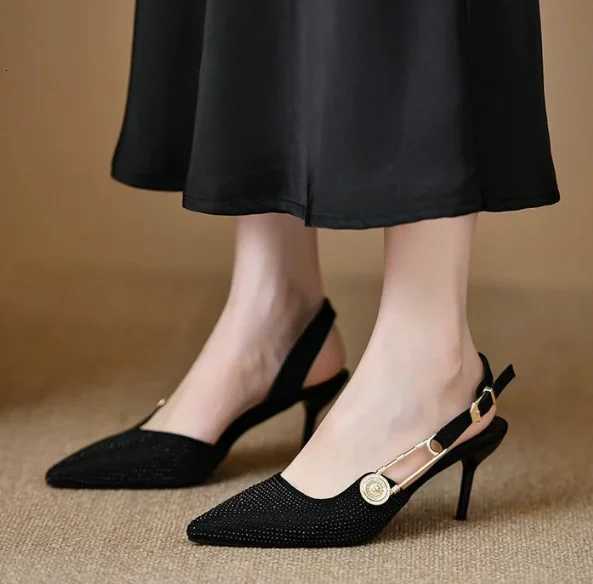 Pointed sexy high heels women new sandals summer shoes 2025 designer party shoes high heel slingback slippers stilettos C260321