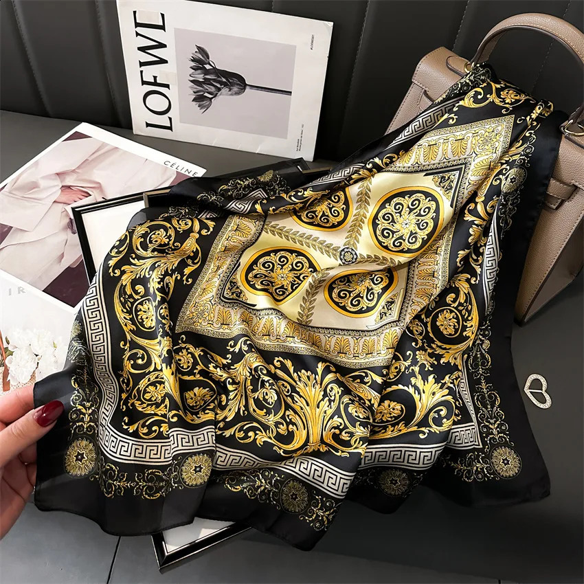 Four Seasons Fashion Print Silk Square Scarf 70x70cm Fashionable Headband Sunscreen Shawl Bandannas 260309