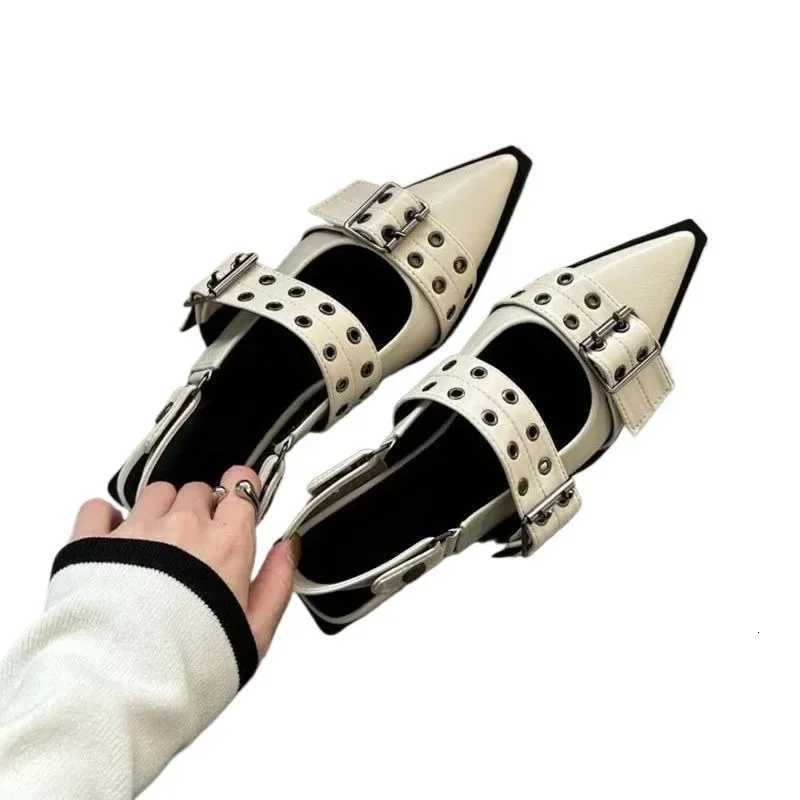 Zapatos Planos Con Hebilla De Lujo Para Mujer Sandalias Informales Con Taln Descubierto Y Punta Estrecha Talla Grande 34-43 C260321