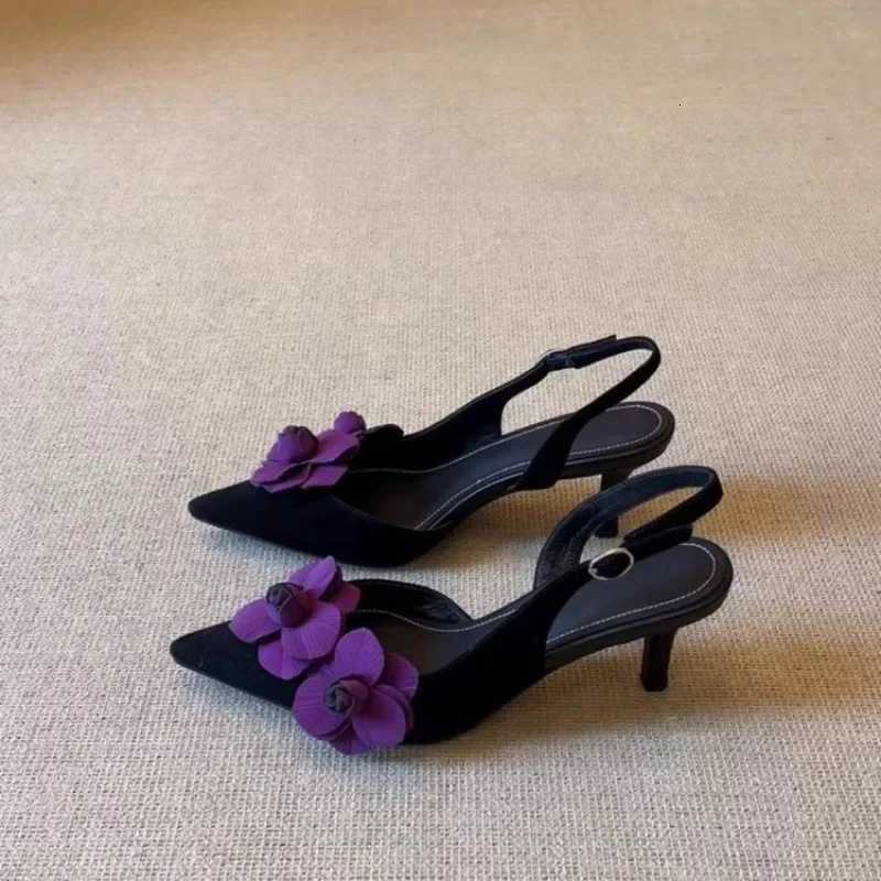 2025 Summer New Retro Pointed Toe Decal Womens Shoes Fashion Outdoor Party High Heels Sandals Sandalias Mujer C260321