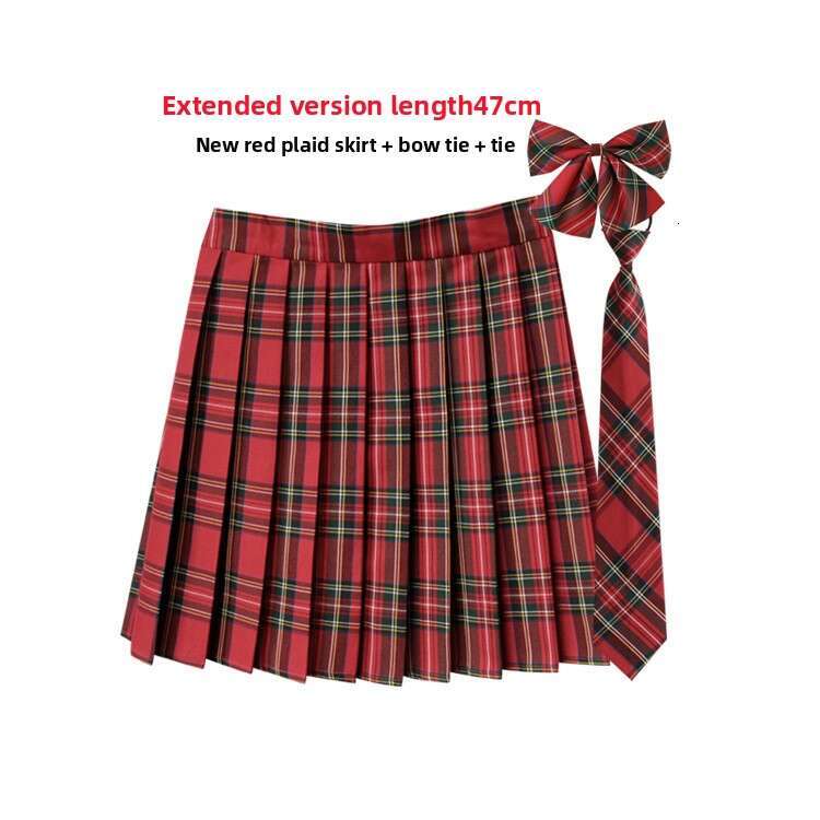 Dress designer dress Japanese-style JK plaid high-waisted pleated skirt, British school uniform, plus-size short skirt, Scottish red plaid half-skirt
