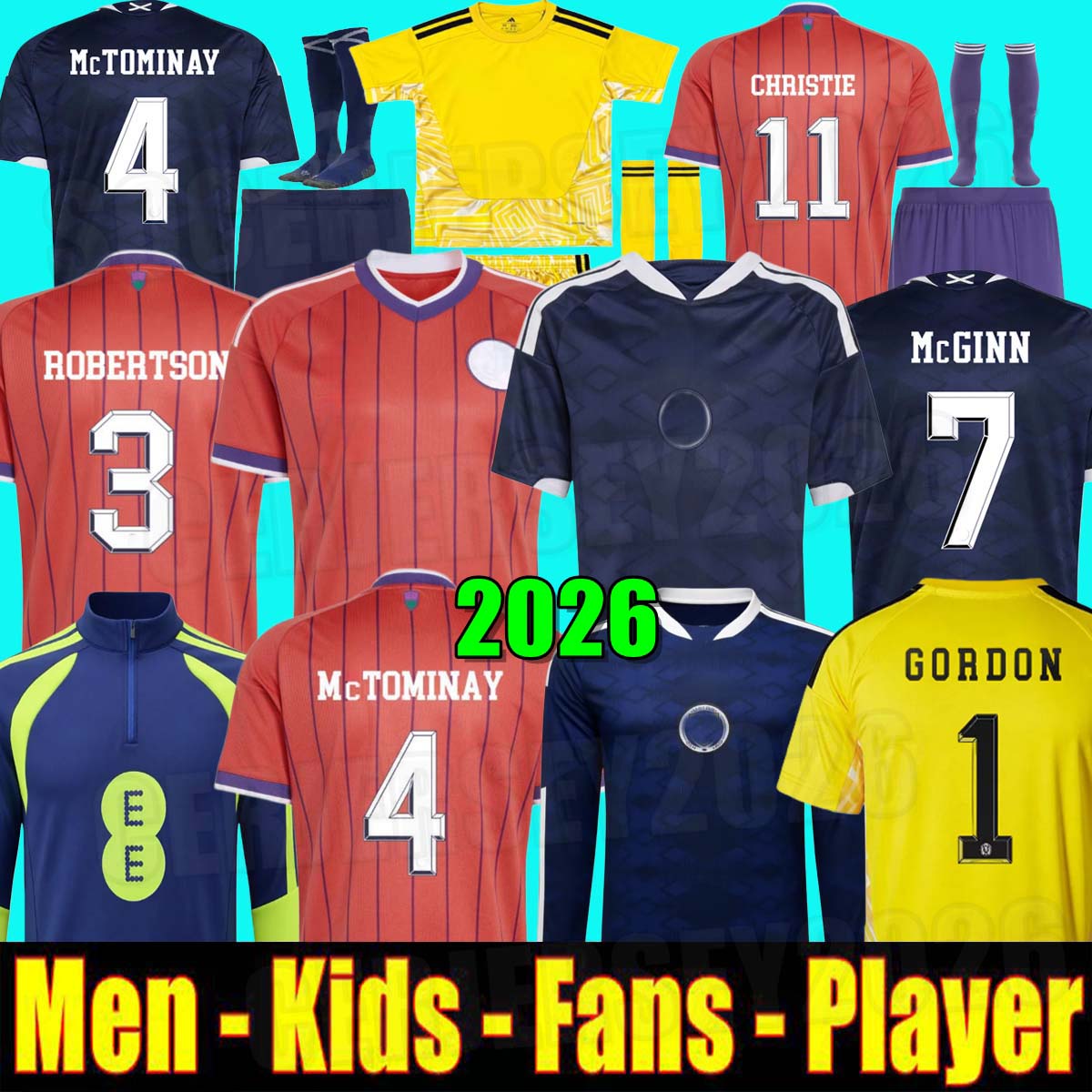 2026 World Cup scotland Fans football shirt Soccer Jerseys ROBERTSON McTominay McGREGOR SHANKLAND MCGREGOR Christmas Gifts Home long sleeves maillot men kids kit