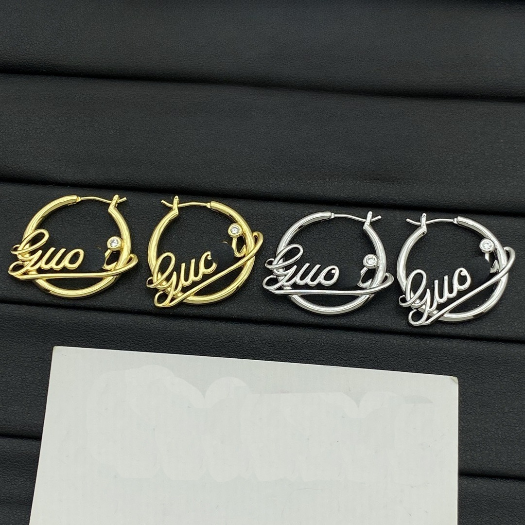 High Quality Earrings Letters Designer Brand Wedding Hoop gold silver plated Crystal Jewelry for Women Party Gift