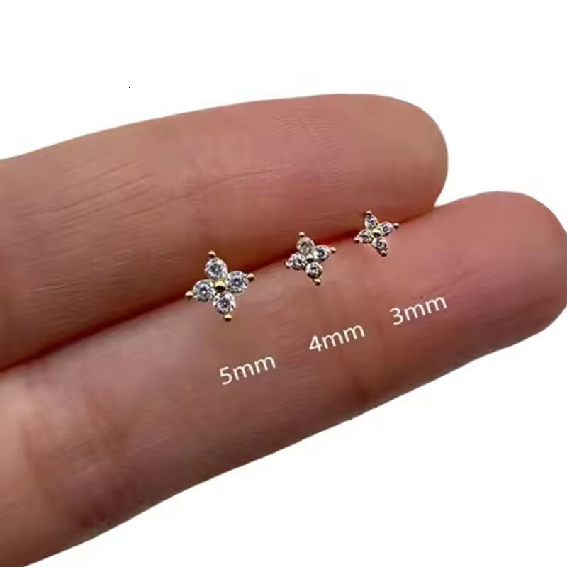 Luxury Brand Designer Jewelry Bestseller: Korean-Style Four-Leaf Clover Earrings For Women Small And Fresh Mini Micro-Inlaid Zirconia Earrings
