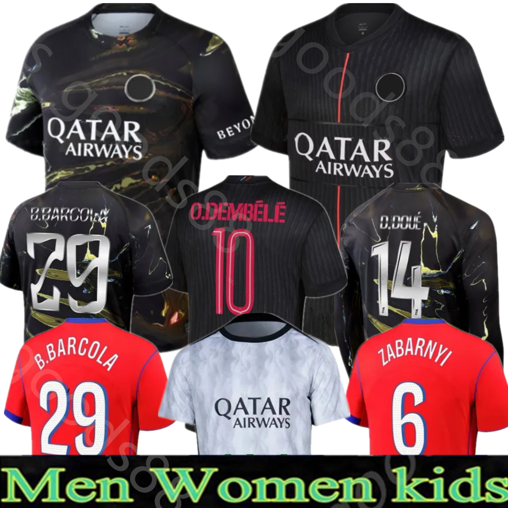 26 27 maillot de foot PSGES soccer jerseys KOLO MUANI O.Dembele ASENSIO HAKIMI Ugarte football shirt hommes enfants MEN kids KIT LEE KANG IN away