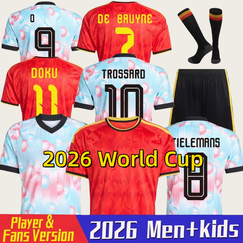 25 26 Belgium World Cup soccer jerseys DE BRUYNE R. LUKAKU DOKU E. HAZARD 2025 2026 MERTENS BATSHUAYI TIELEMANS OPENDA Fans Player football shirt uniform Men Kids Kits