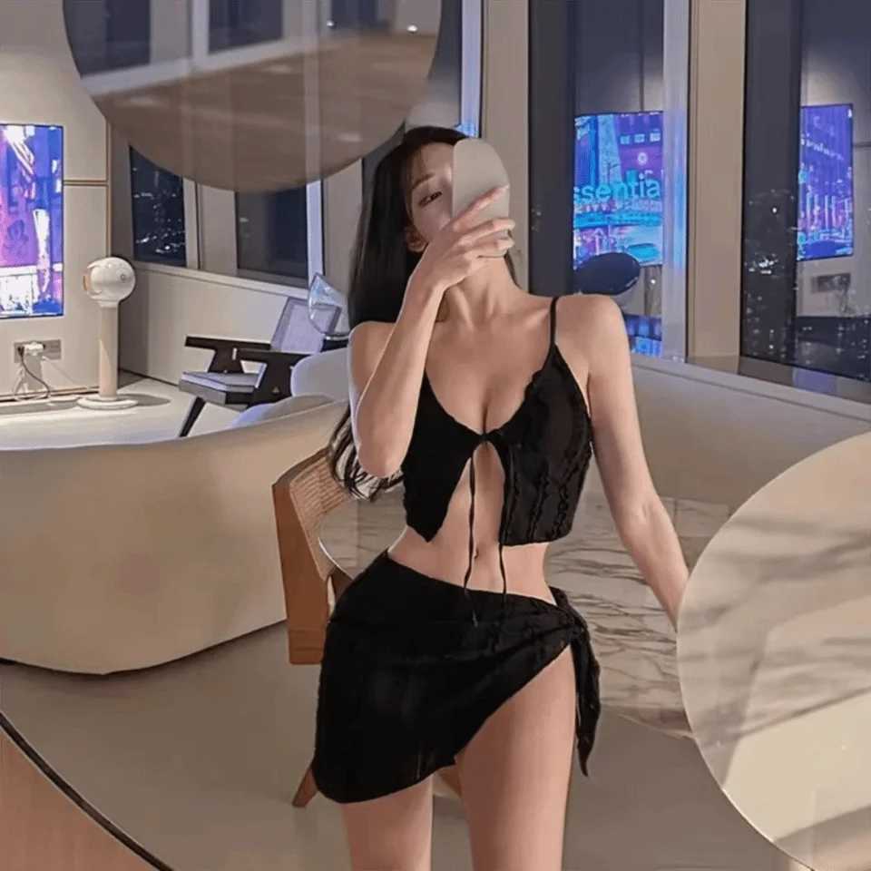 Slimming Design Three-Piece Bikini Strapless High-End Feel Womens Swimsuit Small Chest Separate Pieces Korean Style Bikini M260321