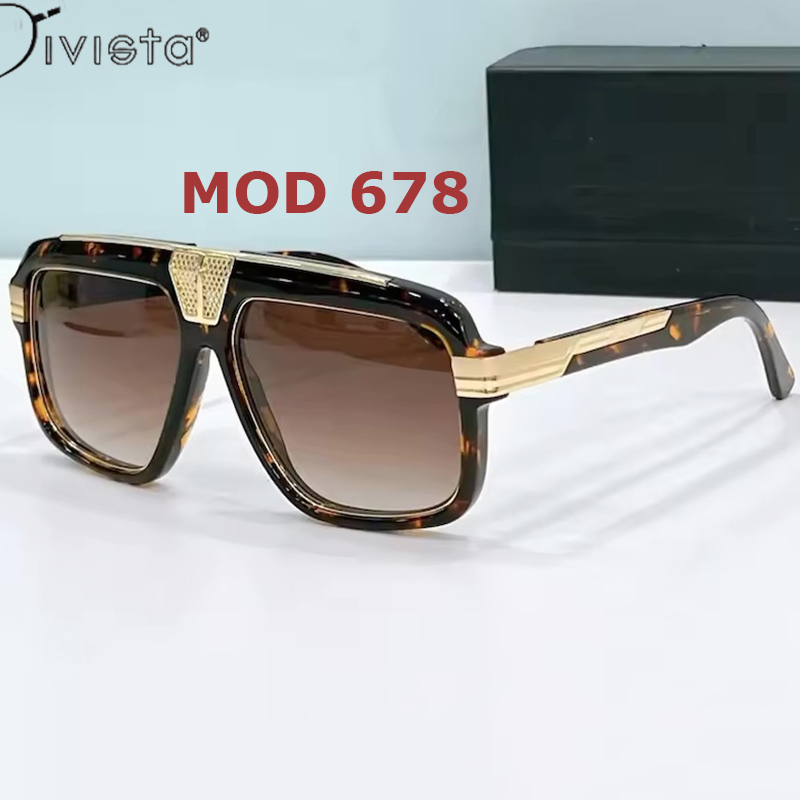 MOD 678 Top Quality Brand Sunglasses Luxury Designer Original Men Black Square Shades Cool Steampunk Oversized Glasses Driving Travel IVSTA Fashion Ac