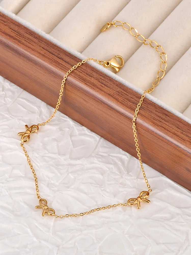 Lokaer 18K Gold Plated Stainless Steel Bowknot Charm Anklets For Women Trendy Bohemia Beach Party Chain Anklet Jewelry A24020 H260321 - view 7