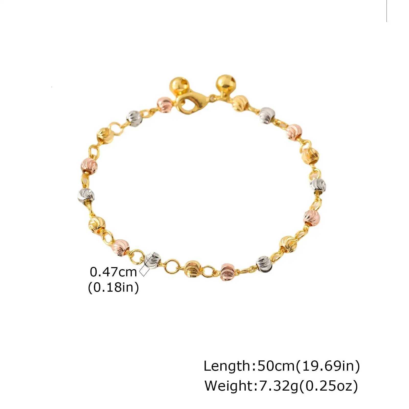 Triple Color Textured Beaded Adjustable Link Chain for Women Girls Fashion Jewelry Gift for Birthday Christmas H260321 - view 3