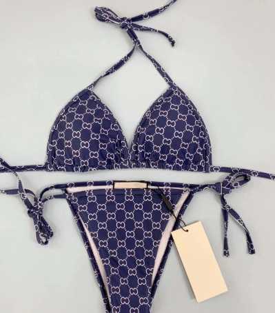 2025 Summer New Womens Fashion Printed Neck Strap Split Bikini Resort Swimsuit M260321